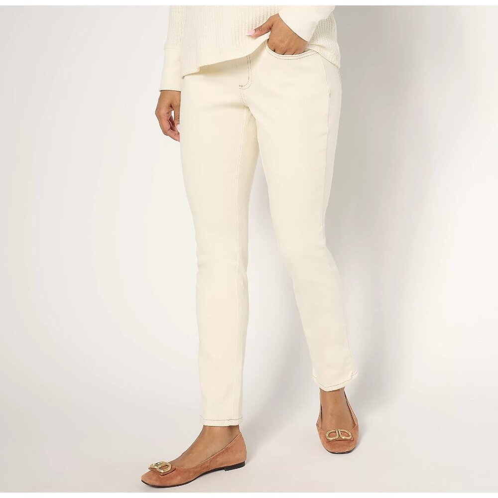 Belle by Kim Gravel Petite Flexibelle Paisley Belle Curve Jean Size 8 Seed Cream